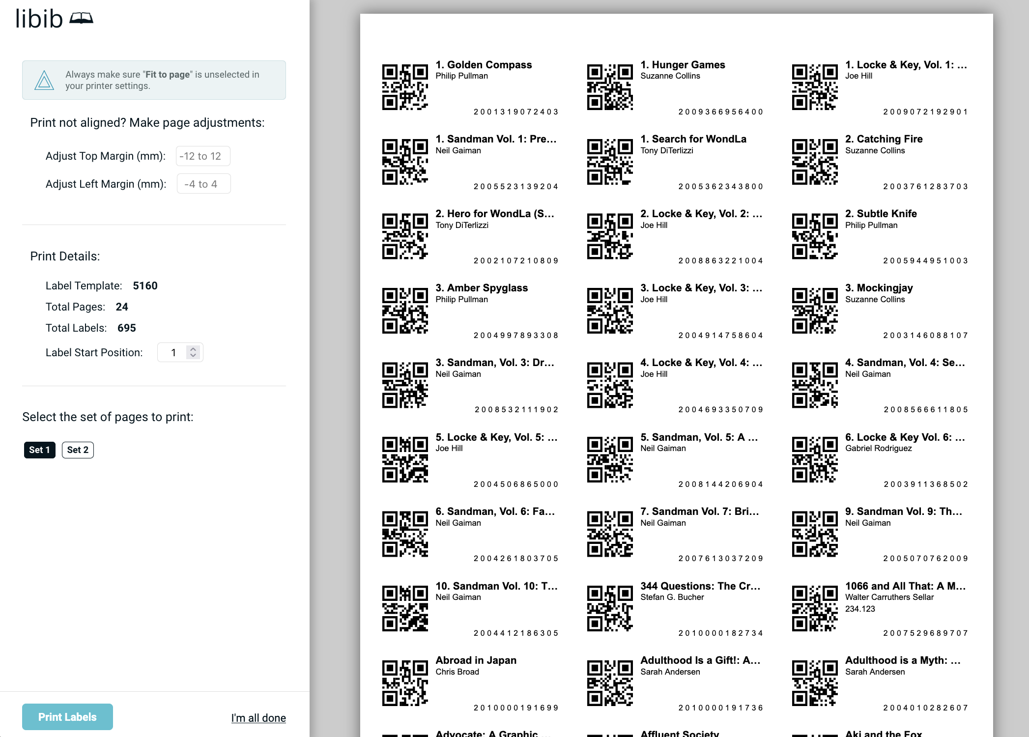 QR Label Page